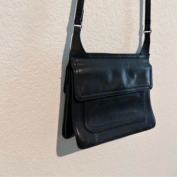 Vintage Fossil Black Leather Purse Double Fold Out Organizer Crossbody Bag Trave - Picture 6 of 15